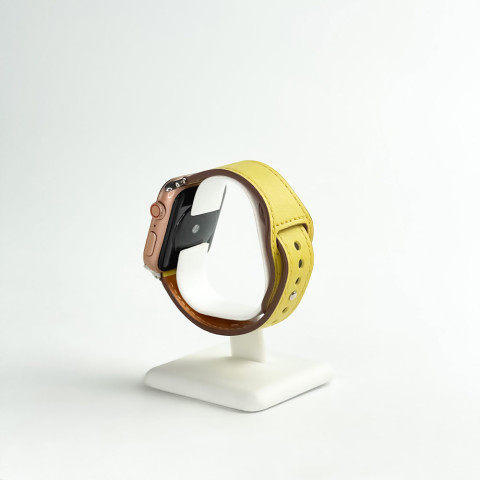 Кожаный ремешок Leather Rivet Clasp для Apple Watch 42/44/45mm Canary yellow Кожаный ремешок Leather Rivet Clasp для Apple Watch 42/44/45mm Canary yellow